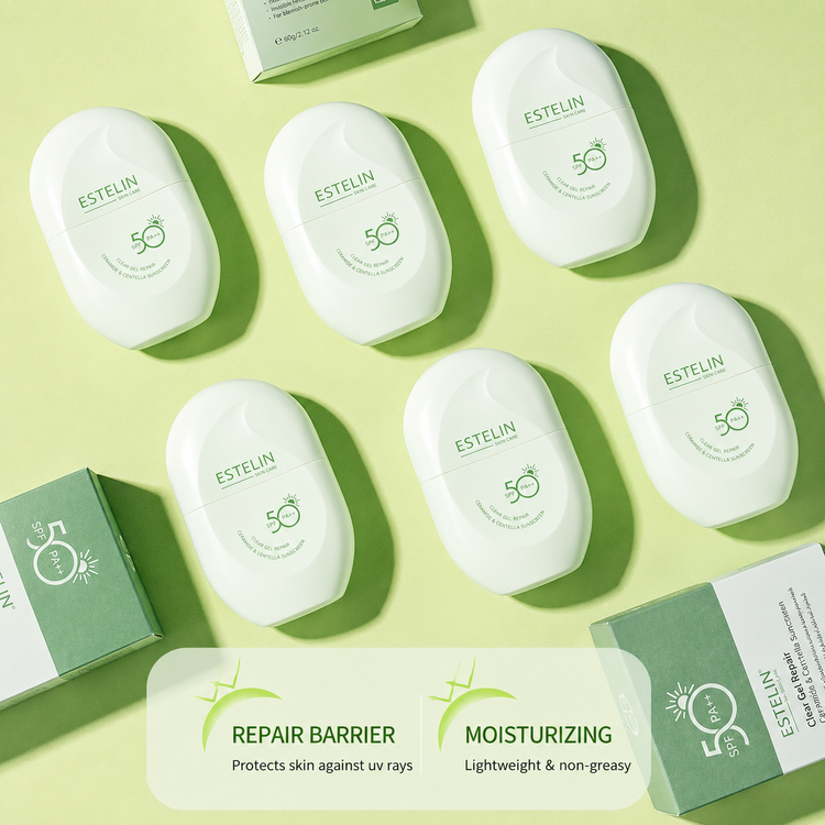 کرم ضد آفتاب ژلی ترمیم کننده استلین SPF50 PA++ حاوی سرامید و سنتلا