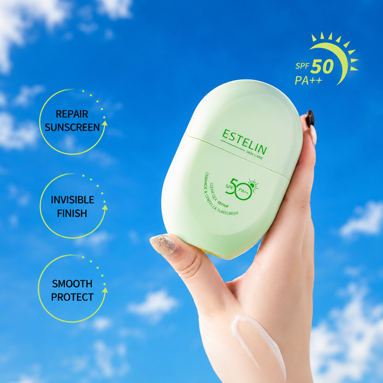 کرم ضد آفتاب ژلی ترمیم کننده استلین SPF50 PA++ حاوی سرامید و سنتلا