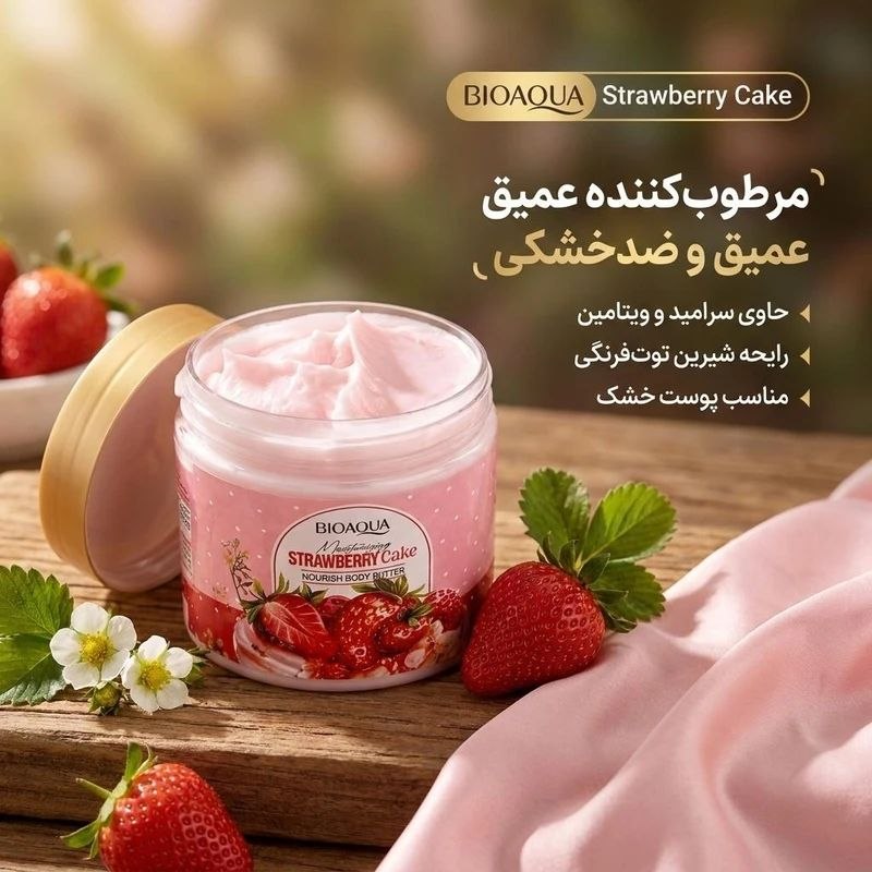 کره بدن کیک توت فرنگی